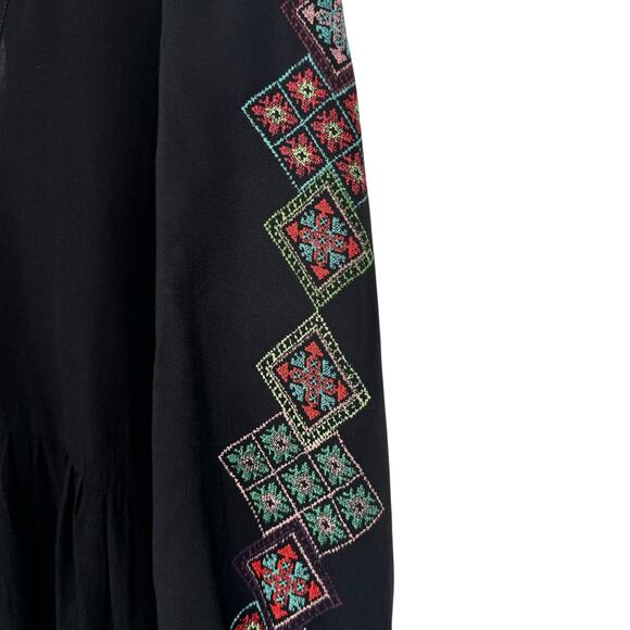 Desigual Calendula Balloon Sleeve V-Neck Tiered Mini Dress in Black Size S NWT - Picture 7 of 16